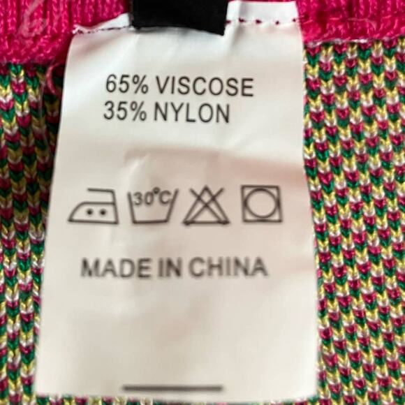 Pink Green White Yellow Tropical Knit Shorts Small - Picture 5 of 5